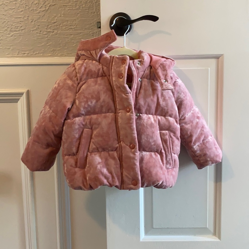 Toddler Pink Velvet Puffer Jacket